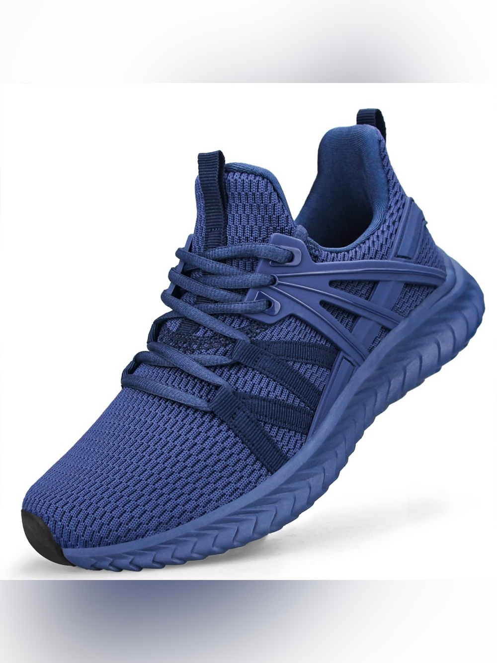 Blue Knit Athletic Sneakers - Deep Blue Interior Size 39